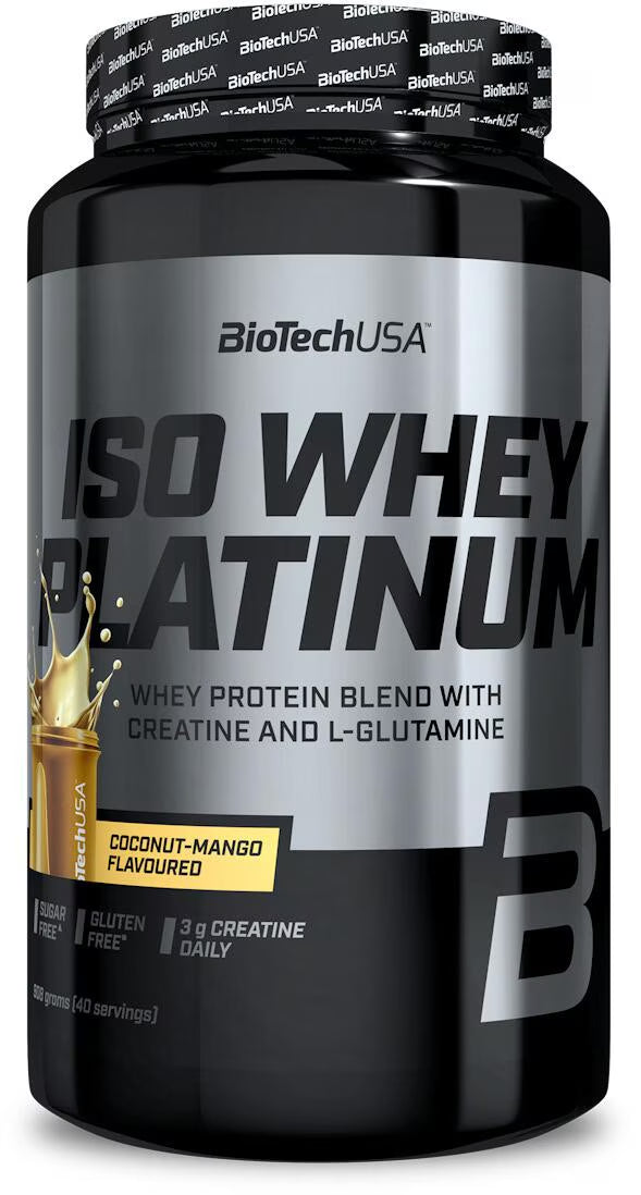 BioTech USA Iso Whey Platinum Whey Protein Blend, Geschmack Kokos-Mango, 908g Dose