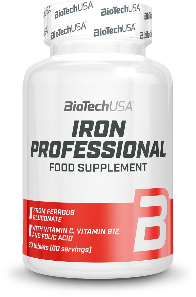 BioTechUSA Iron Professional Nahrungsergänzungsmittel mit Vitamin C, B12 und Folsäure