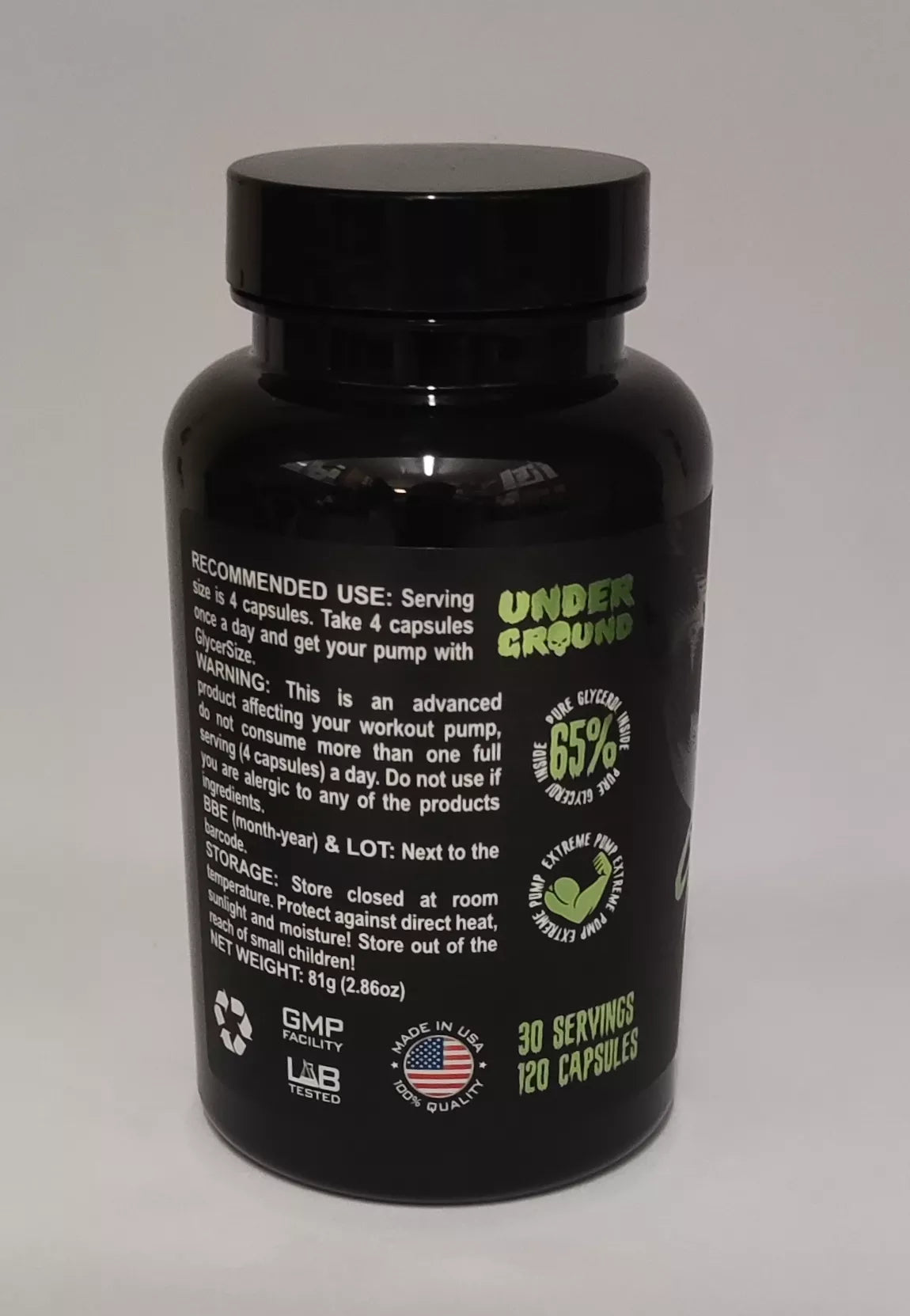 Underground Glycer Size Pump Booster 120 Kapseln - trainings-booster.de