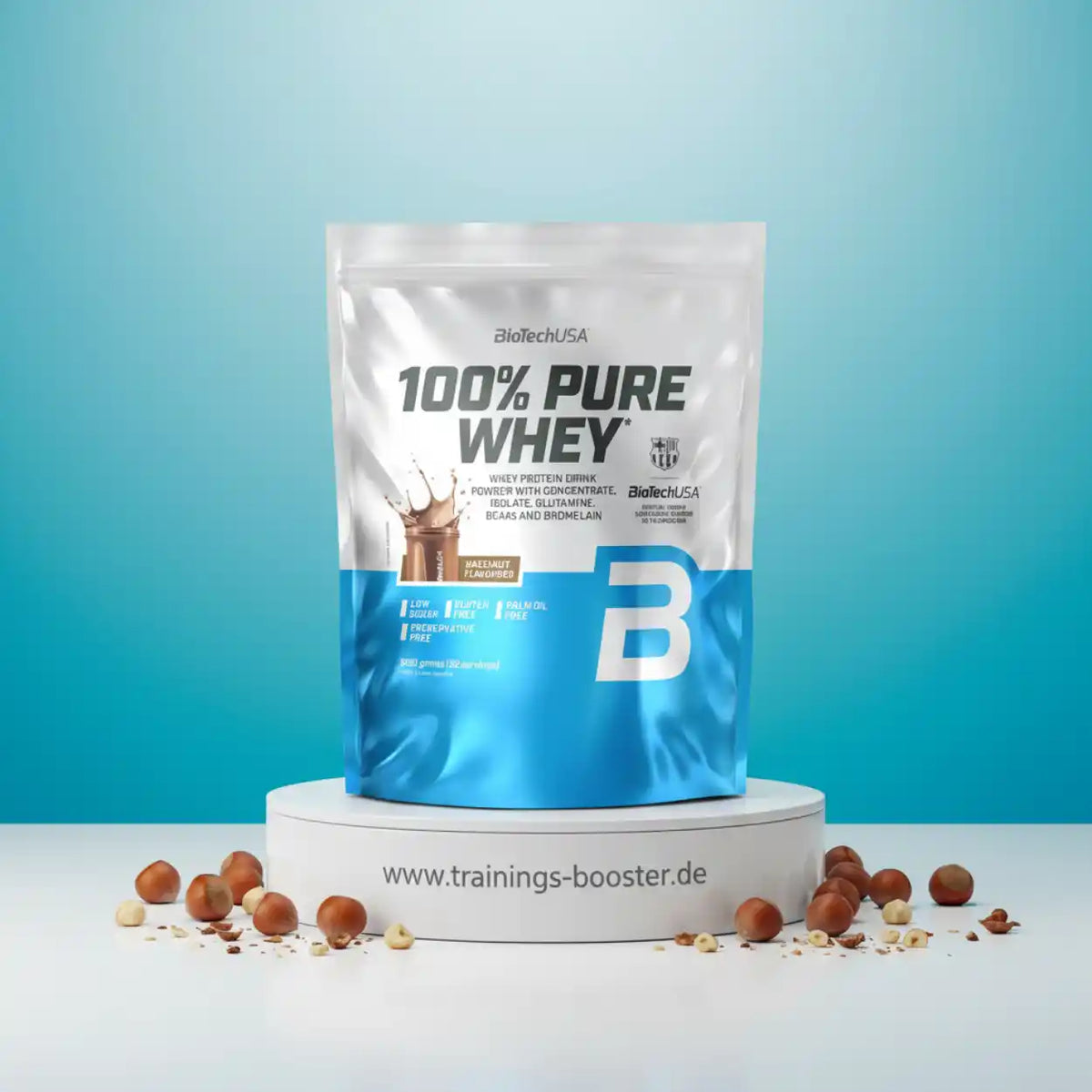 100% Pure Whey Protein von BioTechUSA, Haselnussgeschmack, ideal für Sportler und Fitness-Enthusiasten
