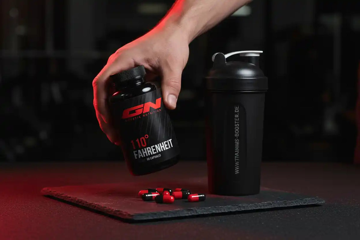 GN 110° Fahrenheit Fatburner Kapseln mit Shaker für Sportnahrung und Training