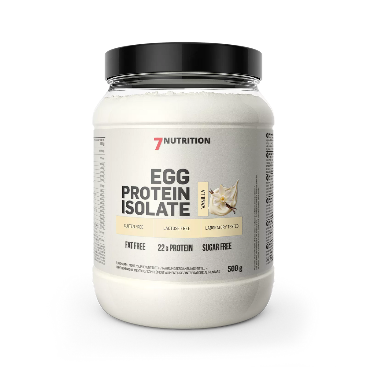 7Nutrition Eiweißpulver Vanille, glutenfrei, laktosefrei, zuckerfrei, 500g Proteinisolat für Sport & Training