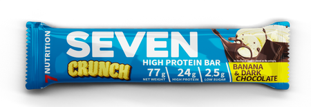 Seven Crunch High Protein Bar mit Banane & dunkler Schokolade, 77g, 24g Protein