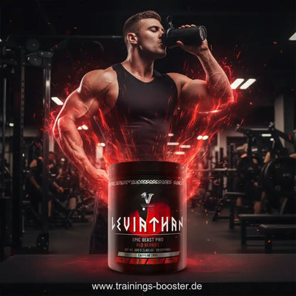 Levinthan Epic Beast Pre-Workout Red Berries Dose im Fitnessstudio