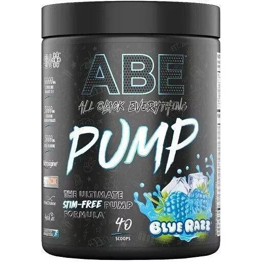 ABE Pump Stim-Free Pump Formula Blue Razz – 40 Portionen, schwarze Dose mit blauer Beeren-Grafik