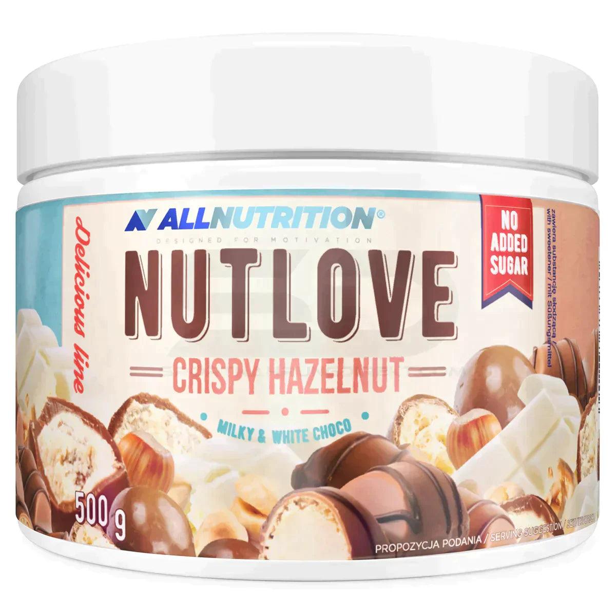 AllNutrition Nutlove Crispy Hazelnut mit Milch- & Weißschokolade, 500g, zuckerfrei