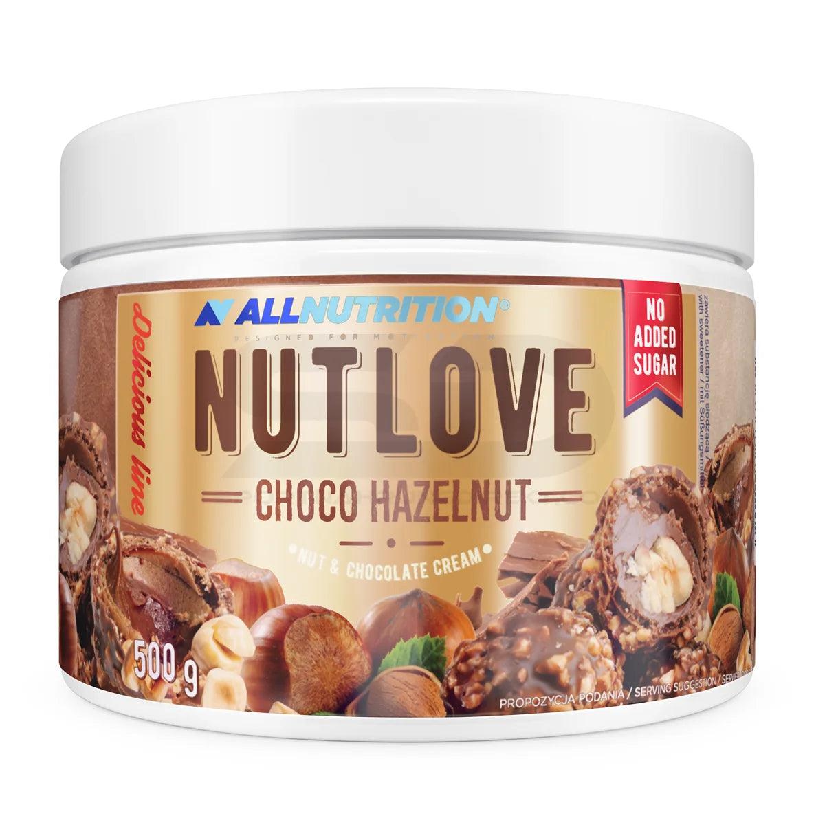 AllNutrition NutLove Choco Hazelnut Creme, 500g, ohne zugesetzten Zucker, Nuss-Schokoladen-Creme für Sportler