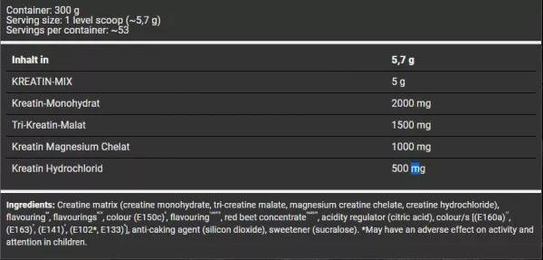 Kreatin-Mix Nahrungsergänzung mit Kreatin-Monohydrat, Tri-Kreatin-Malat und Magnesium für Sportler