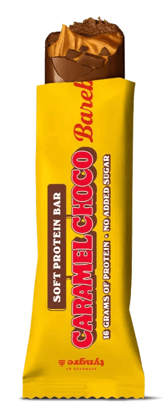 Caramel Choco Soft Protein Bar mit 16g Protein, ohne zugesetzten Zucker – ideal für Sport und Training