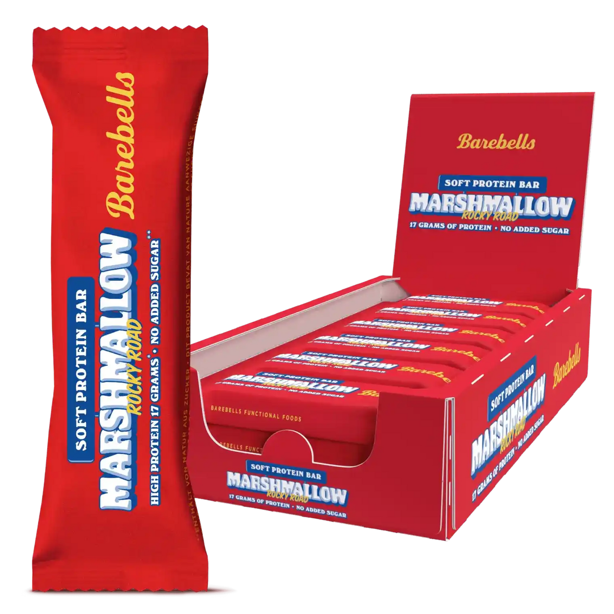Barebells Marshmallow Rocky Road Soft Protein Bar mit 17g Protein, ohne zugesetzten Zucker