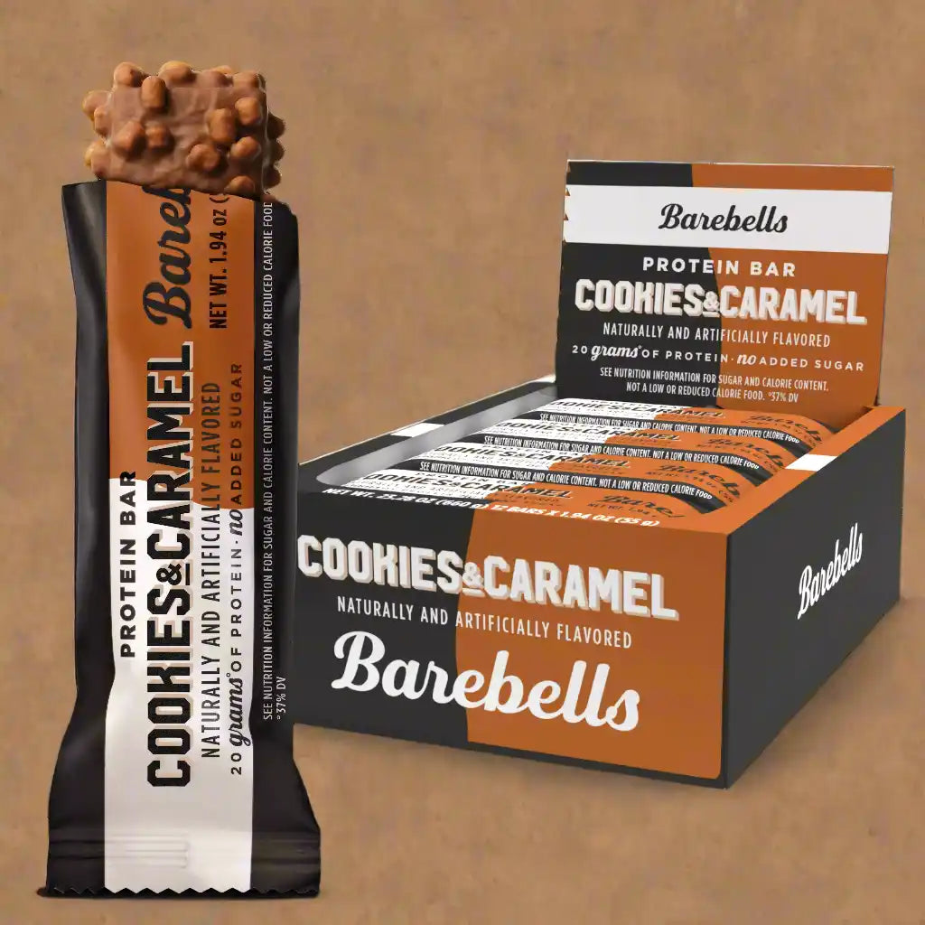 Barebells Protein Bar Cookies & Caramel mit 20g Protein, ohne zugesetzten Zucker – ideal für Sportler und Fitness-Enthusiasten