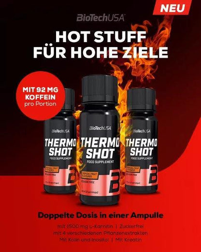 BioTechUSA Thermo Shot mit 92 mg Koffein – energiereiches Fatburner-Getränk für Sport & Training