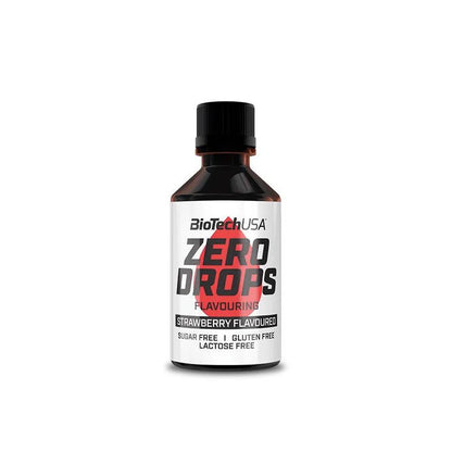 BioTechUSA Zero Drops Erdbeer-Aroma, zuckerfrei, glutenfrei, laktosefrei – ideal für Sportnahrung & Booster