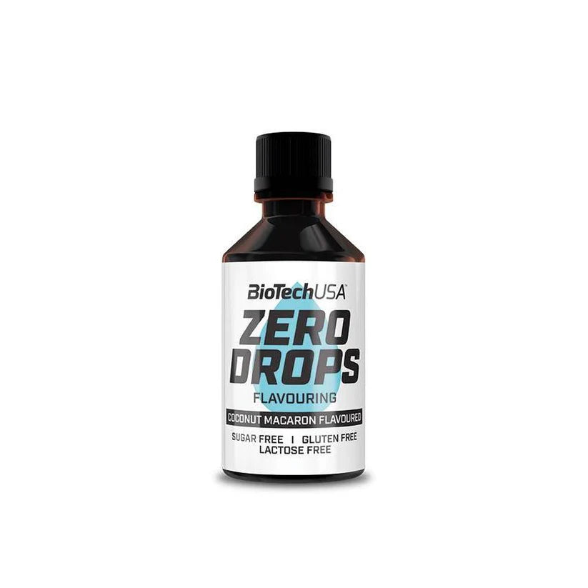 BioTechUSA Zero Drops Geschmacksverstärker, Kokos-Makronen-Geschmack, zuckerfrei, glutenfrei, laktosefrei
