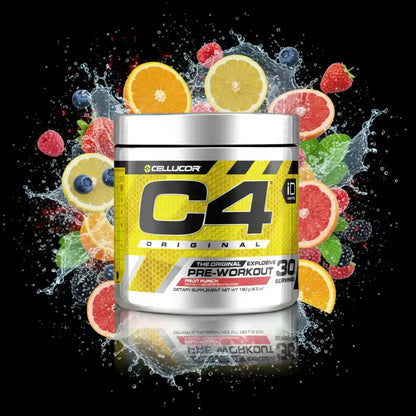 Cellucor C4 Pre-Workout Booster in Fruit Punch Geschmack mit spritzigen Früchten
