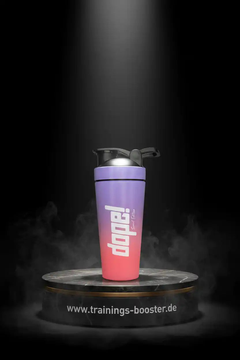Dope! Shaker in Lila-Rosa für Sportnahrung und Booster, ideal für Fitness und Training