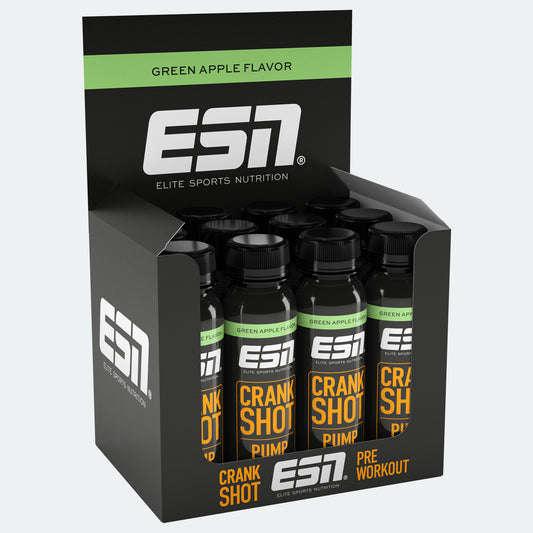 ESN Crank Shot Pre Workout in Displaybox, Green Apple Geschmack, Nahrungsergänzung
