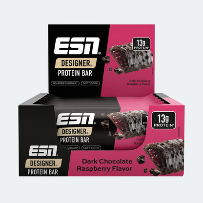 ESN Designer Protein Bar Box in Dunkle Schokolade Himbeere Geschmack