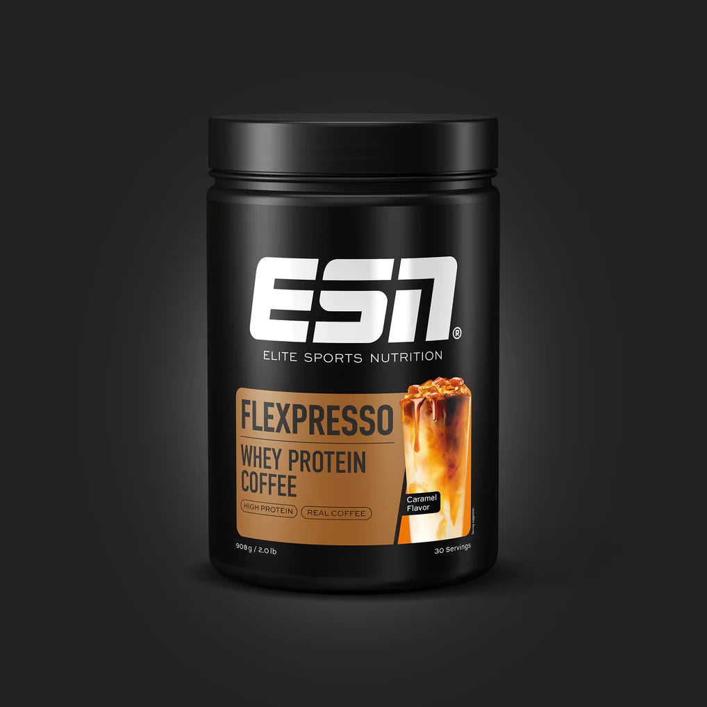 ESN Flexpresso Whey Protein Coffee mit Karamellgeschmack, hochwertiges Proteinpulver für Sportler