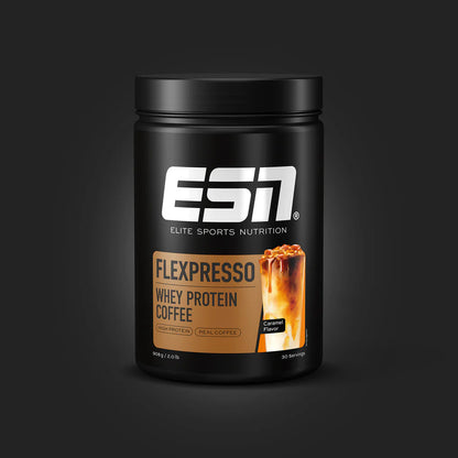 ESN Flexpresso Whey Protein Coffee mit Karamellgeschmack, hochwertiges Proteinpulver für Sportler