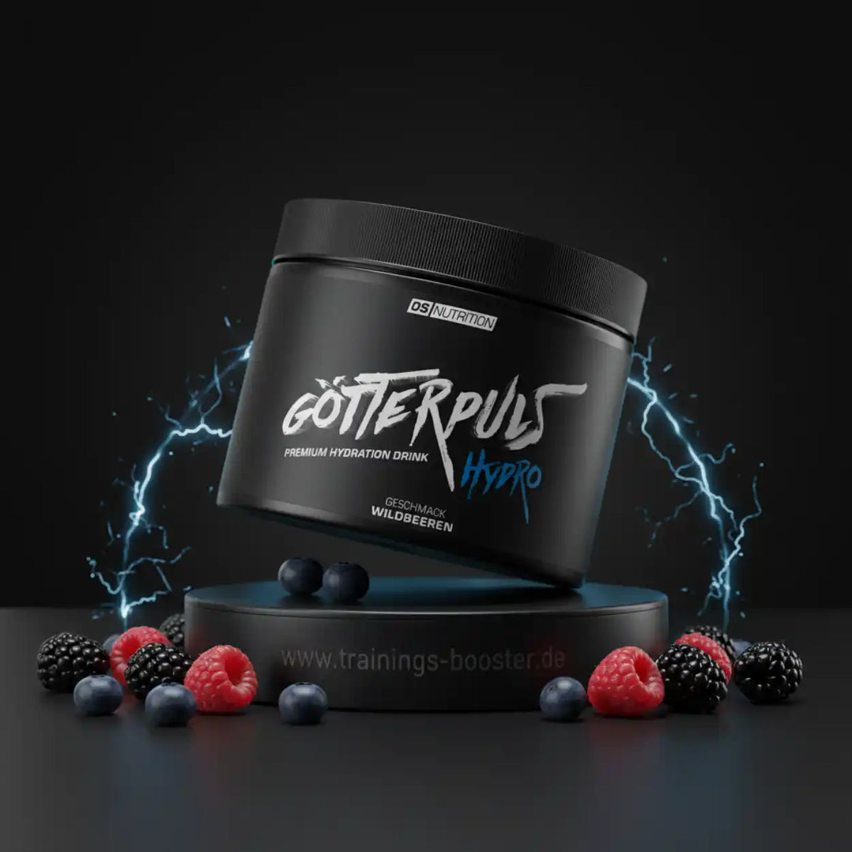 Götterpuls Hydro Premium Hydration Drink Wildbeeren Geschmack mit Beeren und Energieeffekt