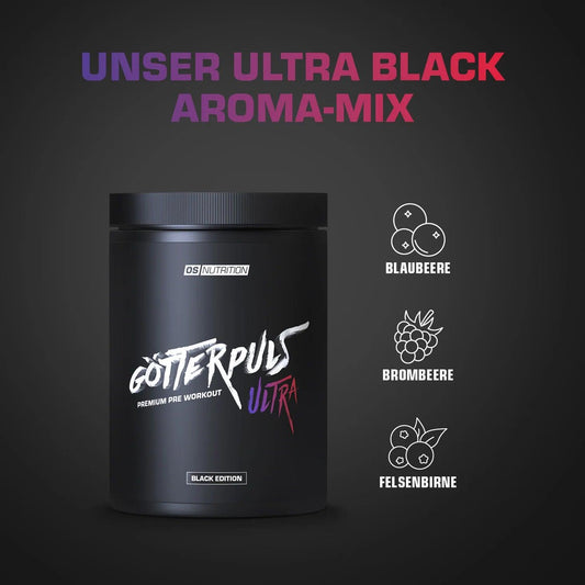 OS Nutrition Götterpuls ULTRA Premium Pre Workout Black Edition mit Blaubeere, Brombeere und Felsenbirne
