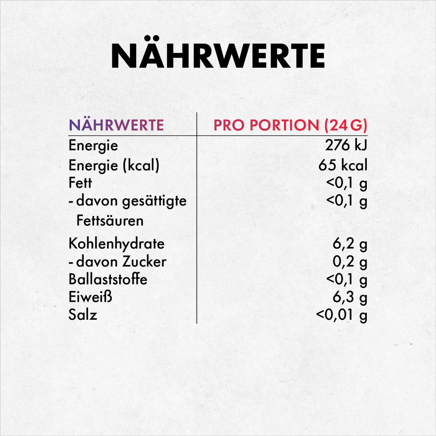 Nährwerttabelle für Götterpuls® ULTRA von OS Nutrition pro 24g Portion.