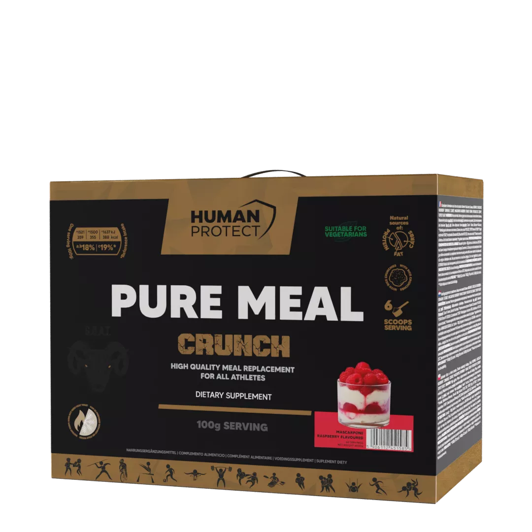 Human Protect Pure Meal Crunch Mahlzeitenersatz in Mascarpone Raspberry Geschmack, 3000g Packung