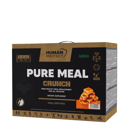 Human Potect Pure Meal Crunch Mahlzeitenersatz in Toffee Fudge Geschmack, 3000g Packung.