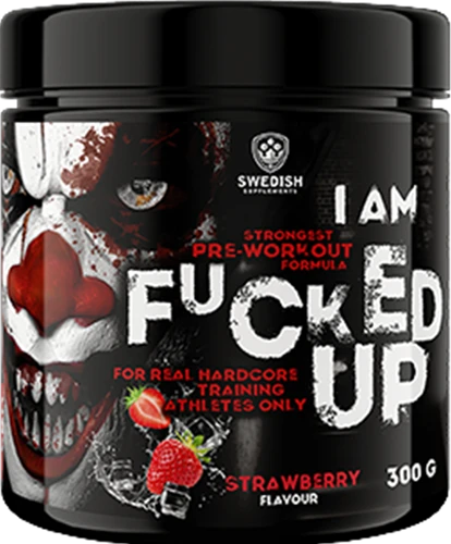 Swedish Supplements I am Fucked up Pre-Workout Booster 300g in Erdbeere mit Joker-Design