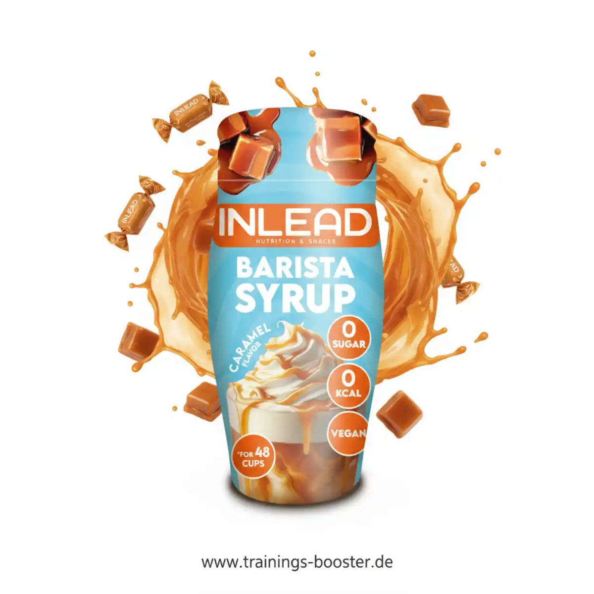 Inlead Nutrition Barista Syrup in Karamell-Geschmack, zuckerfrei und vegan.