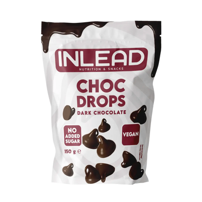 Inlead Nutrition Choc Drops Dunkle Schokolade, vegan und ohne Zuckerzusatz, 150g Beutel