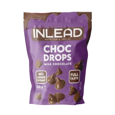 Inlead Nutrition Choc Drops Vollmilchschokolade ohne Zuckerzusatz, 150g Packung