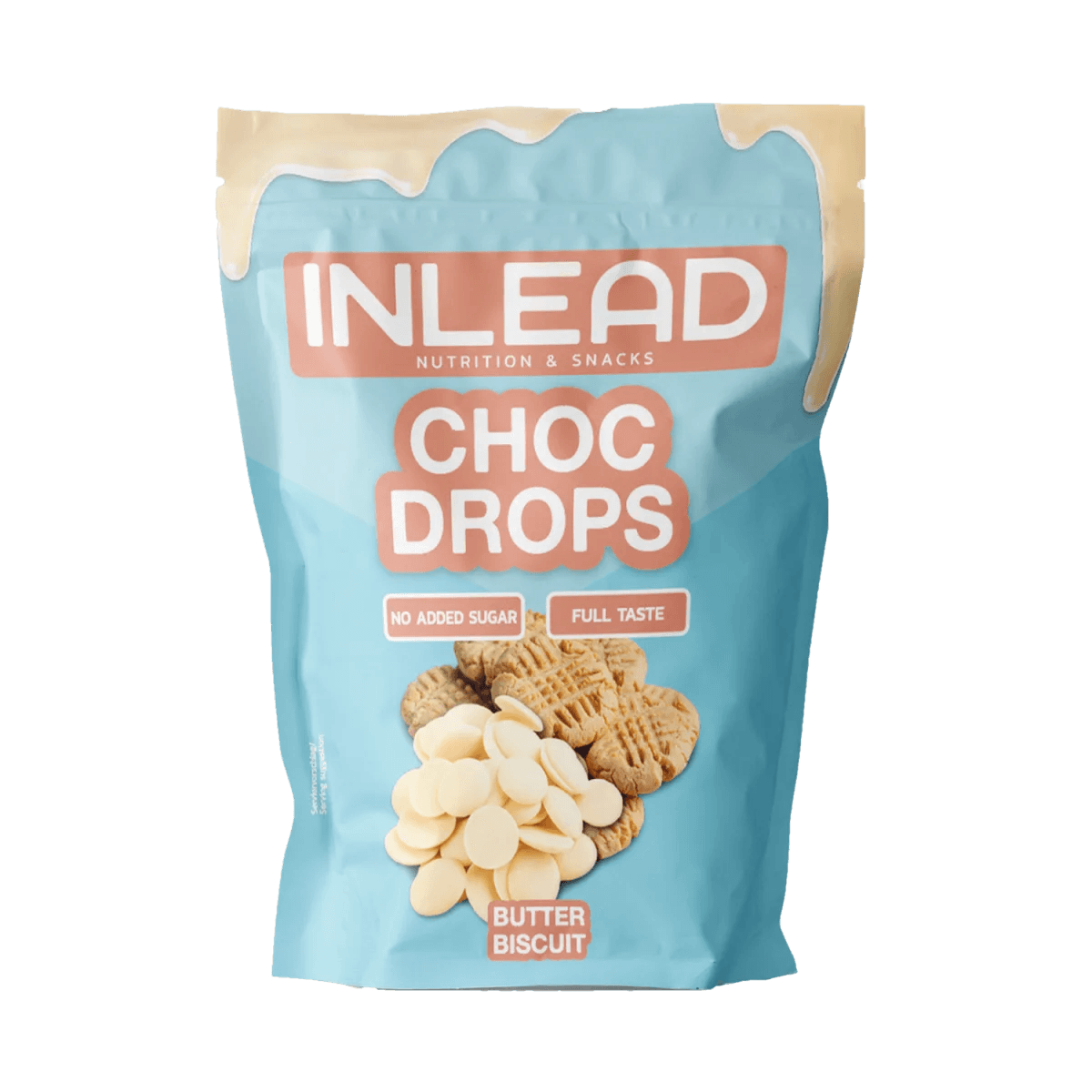 Inlead Nutrition Choc Drops in Butter Biscuit Geschmack, zuckerfrei, 150g Packung
