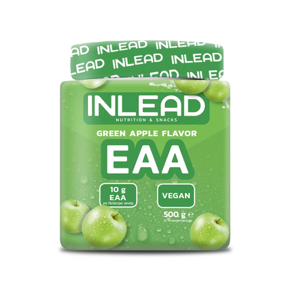 Inlead Nutrition EAA veganes Nahrungsergänzungsmittel in grüner Dose, Geschmack Grüner Apfel, 500g