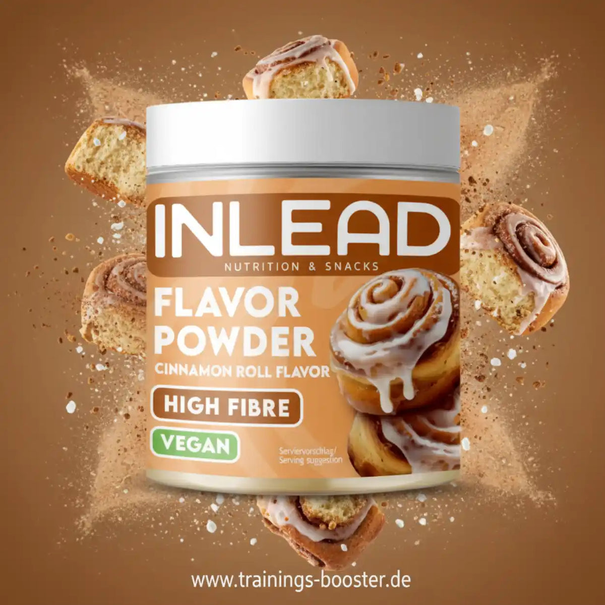 Inlead Nutrition Flavor Powder in Zimtschnecken-Geschmack, vegan und ballaststoffreich.