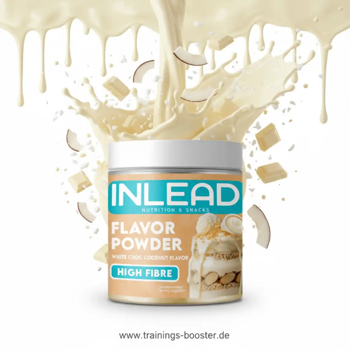 Inlead Nutrition Flavor Powder in White Choc Coconut mit ballaststoffreicher Zusammensetzung