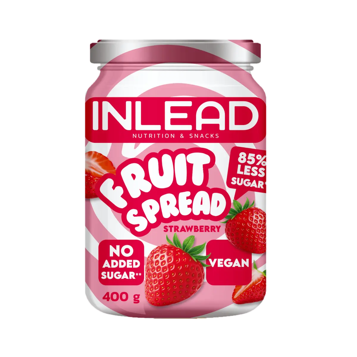 Inlead Fruit Spread Erdbeere, vegan, ohne Zuckerzusatz, 400g Glas