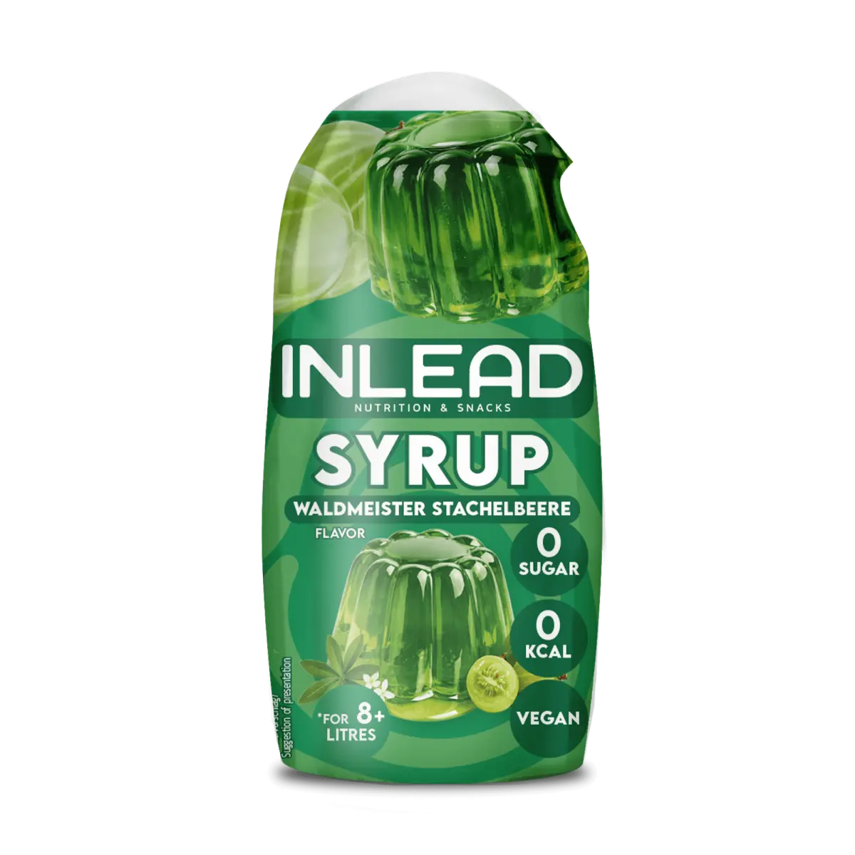 Inlead Syrup Geschmack Waldmeister Stachelbeere, zuckerfrei, vegan, grün