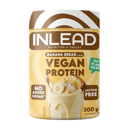 Inlead Vegan Protein im Geschmack Banana Bread, 300g Dose, laktosefrei und ohne Zuckerzusatz.
