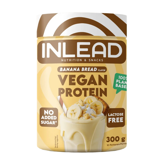 Inlead Vegan Protein im Geschmack Banana Bread, 300g Dose, laktosefrei und ohne Zuckerzusatz.