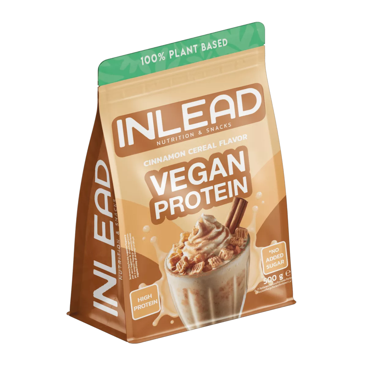 Inlead Nutrition Vegan Protein in Zimt-Getreide-Geschmack, 500g Packung