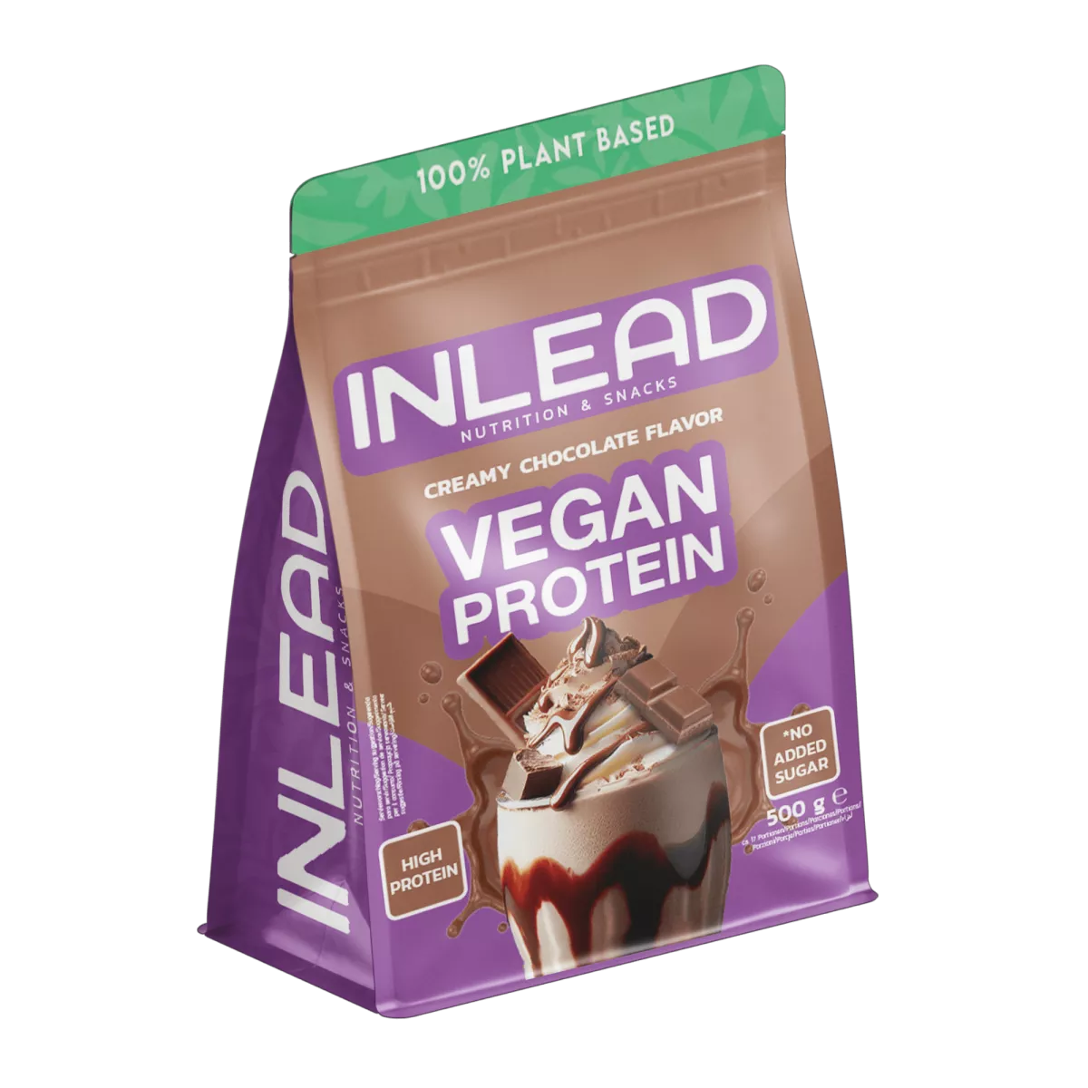 Inlead Nutrition Vegan Protein 500g in Schokoladengeschmack, ohne Zuckerzusatz