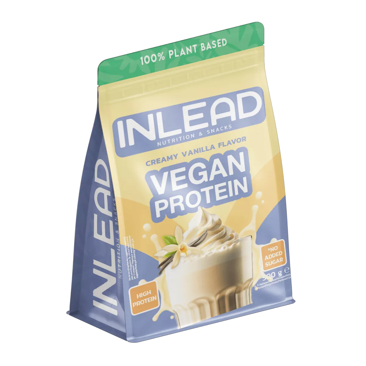 Inlead Nutrition Vegan Protein 500g in cremiger Vanille-Geschmack, zuckerfrei und pflanzenbasiert