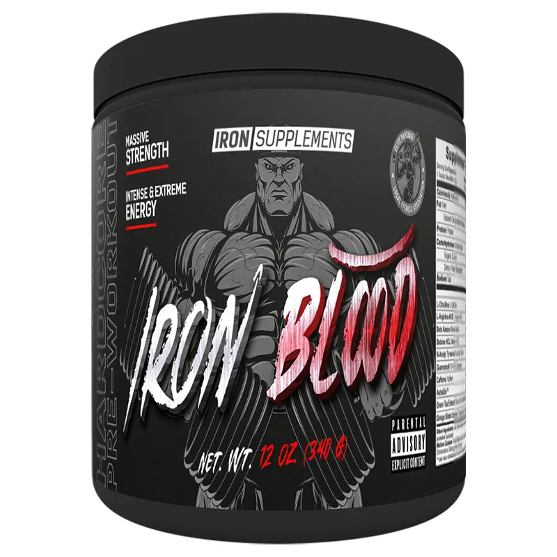 Iron Supplements Iron Blood Pre-Workout Booster Dose, 340g, schwarz mit Grafik