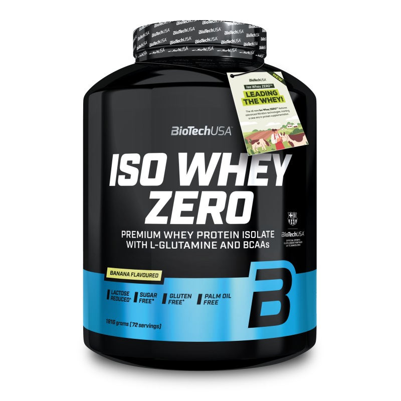 BioTechUSA ISO Whey Zero Banane, Premium Whey Protein Isolat mit BCAAs, laktosearm, zuckerfrei, glutenfrei