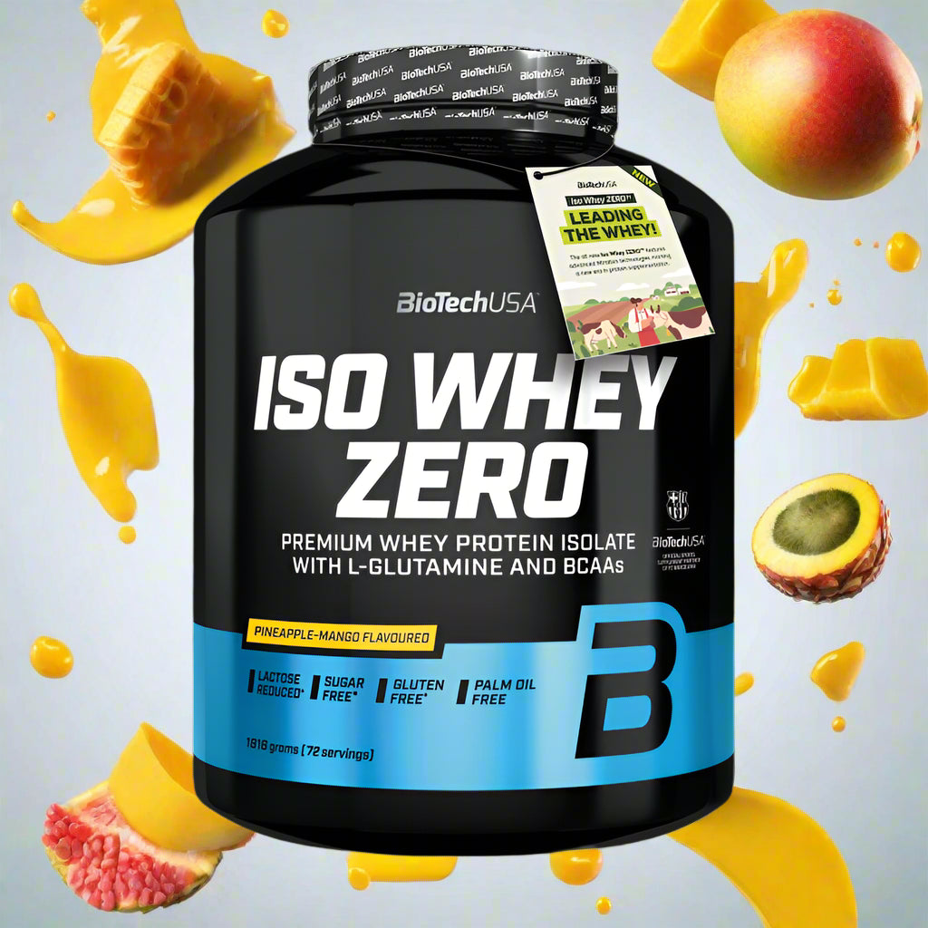 BioTechUSA ISO Whey Zero Ananas-Mango Geschmack, Premium Whey Protein Isolat mit L-Glutamin und BCAAs