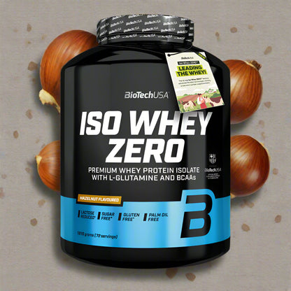 BioTechUSA ISO Whey Zero, Haselnussgeschmack, Premium Whey Protein Isolate mit L-Glutamin und BCAAs