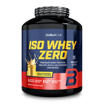 ISO WHEY ZERO Premium Whey Protein Isolate mit L-Glutamin und BCAAs, katalanische Karamellcreme Geschmack
