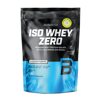 ISO WHEY ZERO Proteinpulver mit L-Glutamin und BCAAs, schwarz-biskuitgeschmack, laktose- und zuckerfrei